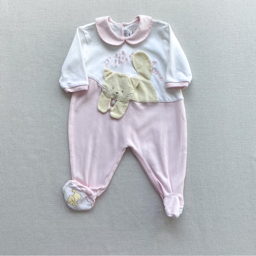 Vintage Y2K Les Bebes Du Paradis Cat Footed Cotton Pajama 3-6M